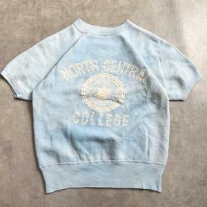 60's NORTH CENTRAL COLLEGE SHORT SLEEVE SWEAT SHIRTS SAX 60年代　ヴィンテージ ノースセントラルカレッジ 半袖 スウェットシャツ サックス