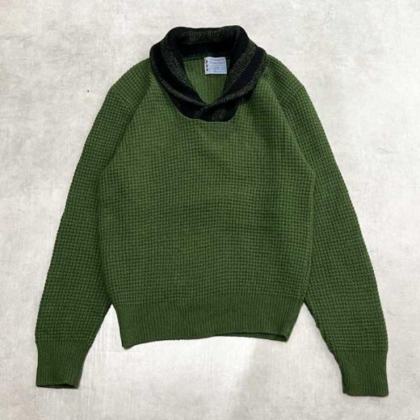 50&apos;S PENNEY&apos;S TOWN CRAFT Shawl Collar Sweater GREE...