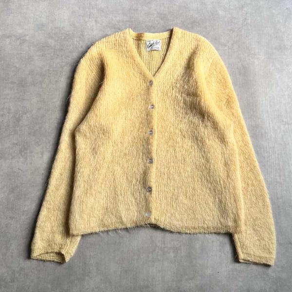60'S Women's CUDDLE KNIT Mohair Cardigan YELLOW 60...
