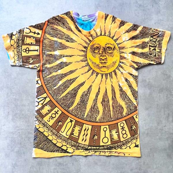 90'S LIQUID BLUE Sun&amp;Moon All-Over-Print Tie-Dye T...