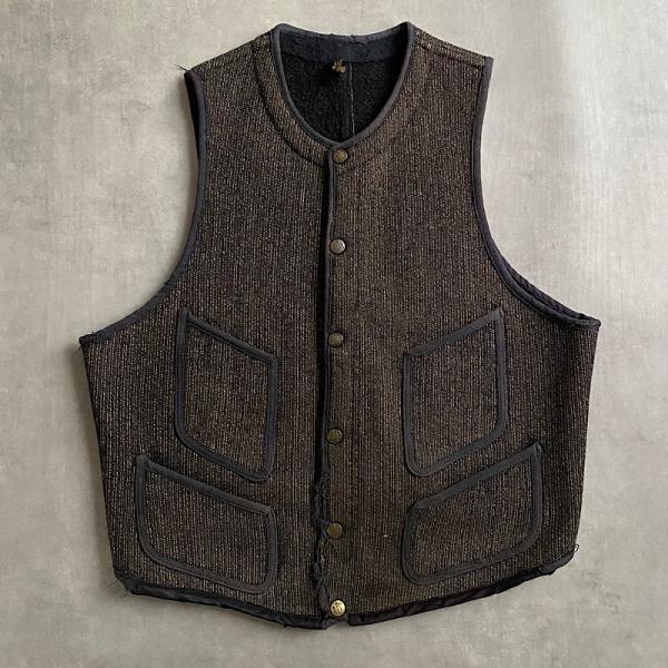VINTAGE 30'S BROWN'S BEACH VEST /BLACK 身幅53センチ ヴィン...