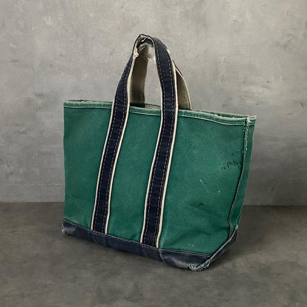 80's L.L.BEAN Deluxe Tote Bag MEDIUM GREEN/NAVY Ma...