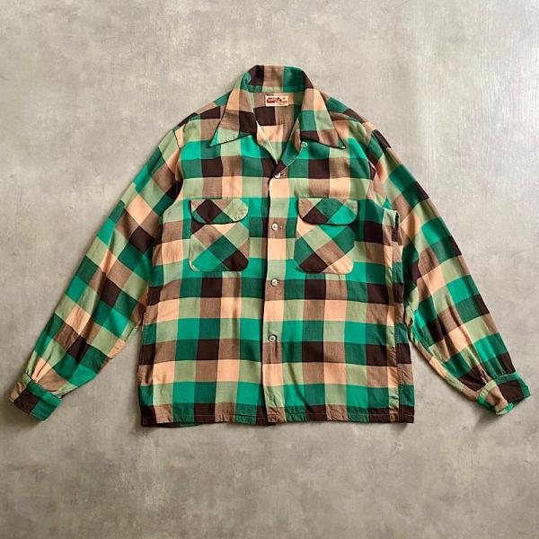 50'S SHARPELY by MARC GABADINE Open Collar Shirt M...