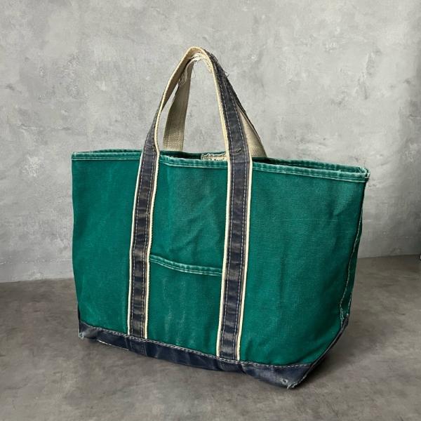 80's L.L BEAN Deluxe Tote Bag GREEN/NAVY  80年代 エルエ...