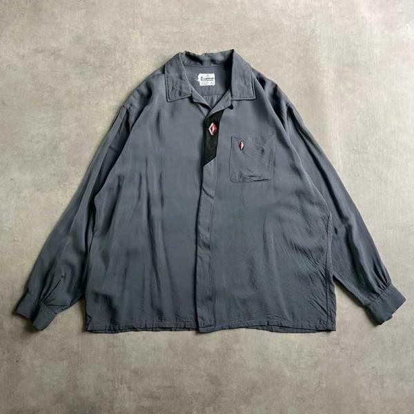 60'S CLUBMAN Open Collar Rayon Box Shirts GRAY/XL ...
