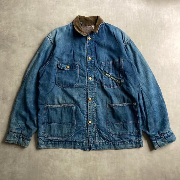 50's KEY Imperial Blanked Liner Denim Chore Jacket...