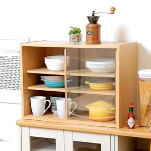 不二貿易（Fuji Boeki） ミニ食器棚 幅60cm 3段 カップボード ガラス