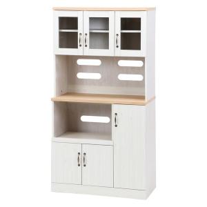 高知インター店 食器棚 おしゃれ 北欧 安い キッチン 収納 棚 ラック 木製 大容量 カップボード ダイニングボード ナチュラル ホワイト 幅90 奥行48 高さ180 国内最安値