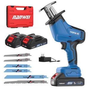 NANWEI 充電式レシプロソー マキタ18Vバッテリー対応 【2.0Ahバッテリーセット】 電動ノコギリ ブラシレスモータ― 小型 コードレス ストローク長15mm DIY