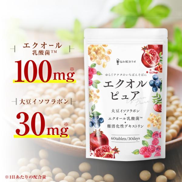 【 エクオール 乳酸菌 100mg配合 】悩み解決ラボ エクオルピュア 30日分 エクオール乳酸菌 ...