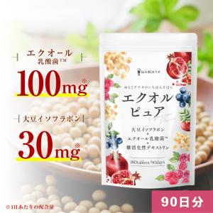 悩み解決ラボ エクオルピュア 90日分 エクオール 乳酸菌 100mg アグリコン型 イソフラボン 30mg ビタミンB12 国内製造 美容 サプリ
