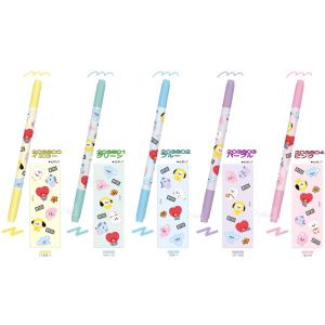 BT21 蛍光ツインペン 5色 単品販売 蛍光ペン マーカー★メール便なら￥220で全国へ★韓国製（LINE FRIENDS 防弾少年団 BTS BLT 筆記用具 文具 ）