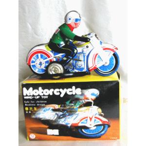 【レトロなブリキ】WIND-UP TOY★モーターサイクルMOTORCYCLE（B-11）｜nazca