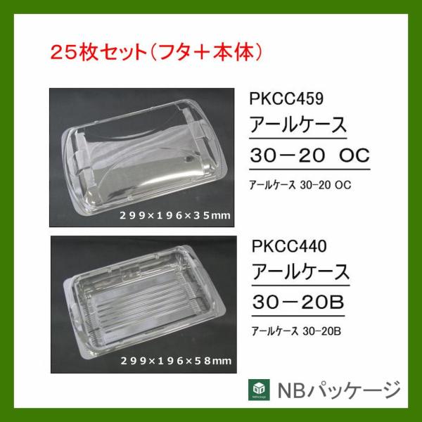 テイクアウト　惣菜容器　使い捨て　アールケース　３０ー２０Ｂ(クリアー)　本体・ＯＣ蓋セット　２５枚...