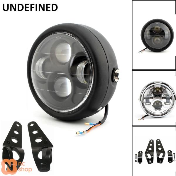 【並行輸入品】 6.5インチ汎用カフェレーサーラウンドバイクLEDヘッドランプヘッドランプ距離ライト...