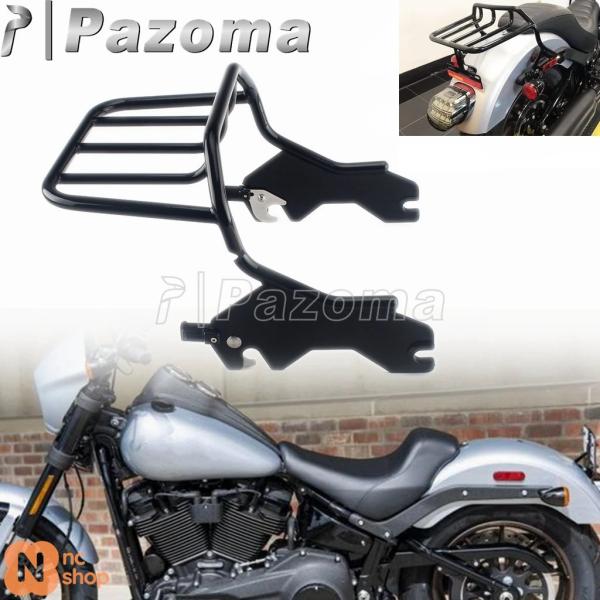 【並行輸入品】 1X ブラック スチール製リアキャリアサポートシェルフ バイク ラゲッジラック ハー...