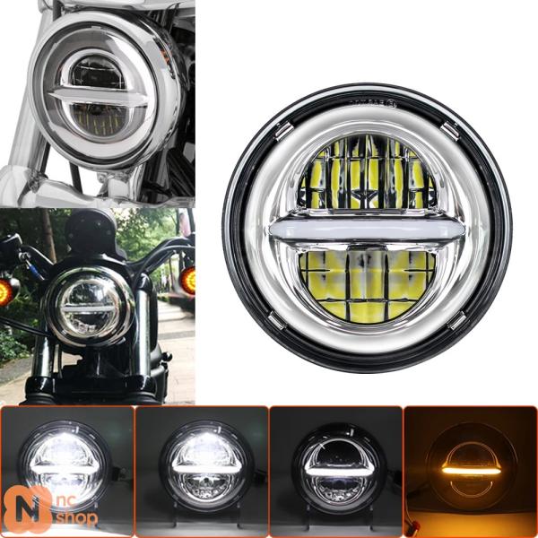 【並行輸入品】バイク ヘッドライト LED 5.75 インチ ブラックハロー エンジェルアイズ ハー...