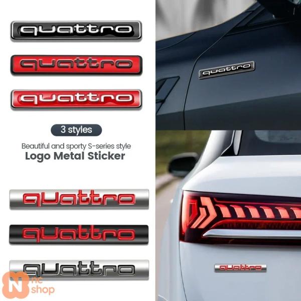 【並行輸入品】 3Dメタルカーリアトランクエンブレムフェンダーサイドステッカー アウディ クアトロ ...