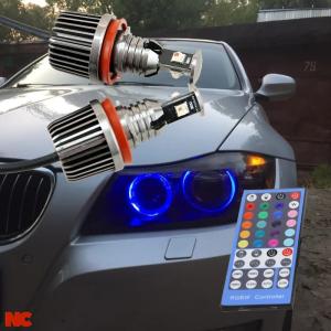 【並行輸入品】36W CANBUS H8 LED 角目ライト BMW E87 E90 M3 E82 E92 M3 E60 X5 X6 E89 Z4 RGB カラーチェンジ LED ハローライト IR コントロール