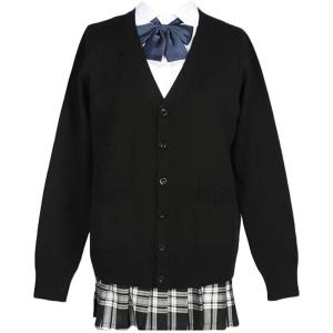 スクールカーディガン 女子 制服 JK ニット カーディガン 綿100％ 学生 厚手 無地 Vネック ゆったり 通学 事務用 シンプル 可愛い 男女兼用 羽織り カジュアル