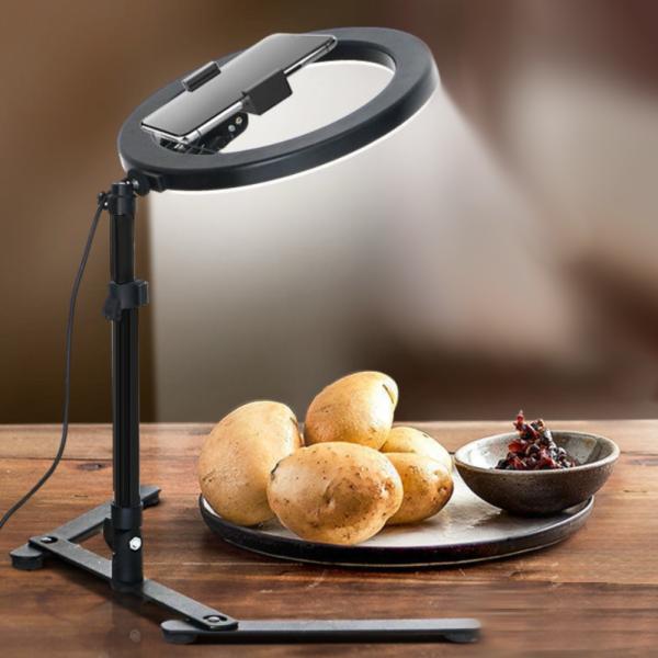 LEDリングライト 撮影用ライト スマホスタンド 自撮りライト LED 撮影 伸縮 3色モード 10...