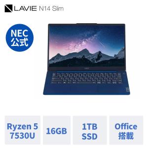 NEC 軽量  モバイルノートパソコン 公式・新品 office付き LAVIE Direct N14 Slim 14インチ Windows 11 Home AMD Ryzen 5-7530U 16GB メモリ 1TB SSD 1年保証｜necdirectshop