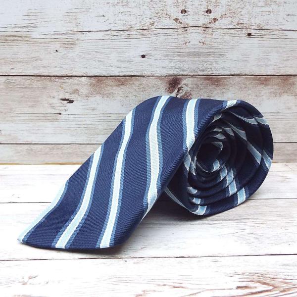 ◎ネイビースーツに合わせる基本の1本】ノンブランド ストライプ レジメンタル ネクタイ｜ネイビー・ブ...