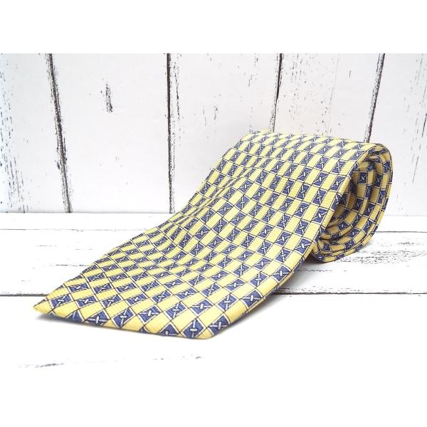 【ヴィンテージネクタイ】ヨーロッパテイスト◎LOUIS　LAWRENCE　総柄イエロー系ネクタイ｜シ...
