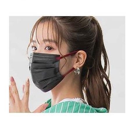 [ブラック]  2D　プリーツ3層不織布マスク　バイカラーマスク　MASCLUB　20枚セット