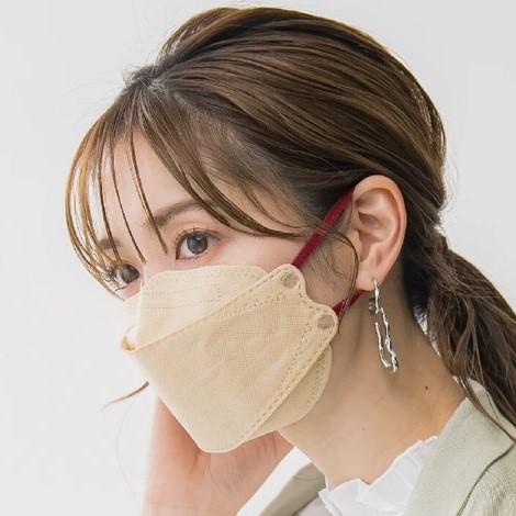 [ライトベージュ]　3D構造立体マスク　バイカラー3層ダイヤモンドマスク　20枚セット　MASCLU...