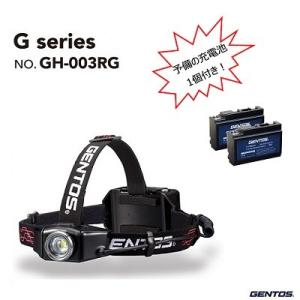 【 予備の充電池１個付き！ 】ＧＥＮＴＯＳ　Ｇシリーズ型番 ： ＧＨ−００３ＲＧ　【 ５００ルーメン 】【 耐塵 ・ 耐水 】【 ２ｍ落下耐久 】｜needs-koko-store