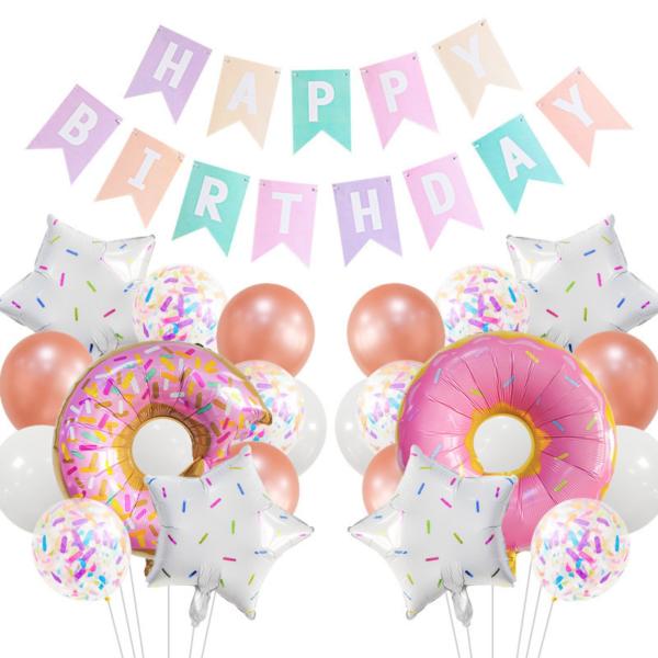 ドーナツ 誕生日 バルーン 風船  飾り付け セット ハッピーバースデー  happy birthd...
