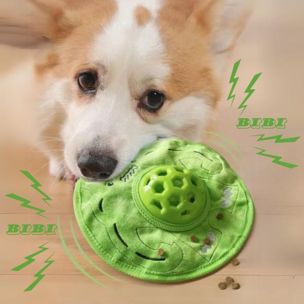 フリスビー 犬用知育玩具, おやつ入れ, 早食い防止, ストレス解消, 音が鳴る, 小〜大型犬向け