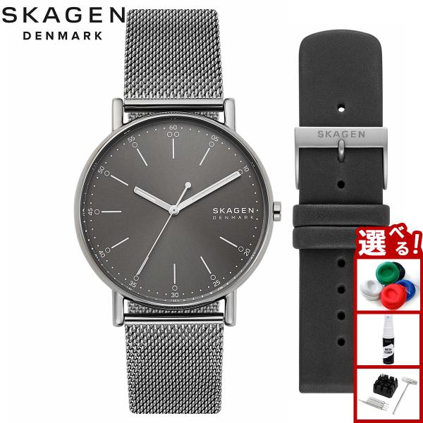 スカーゲン SKAGEN 腕時計 SIGNATUR 三針 チャコール メッシュ ウォッチ＆ストラップ...