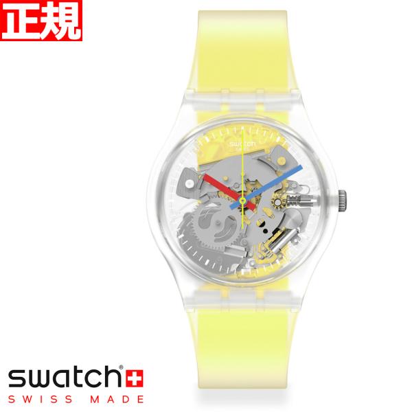 swatch スウォッチ 腕時計 メンズ レディース ジェント クリアリーイエローストライプト GE...