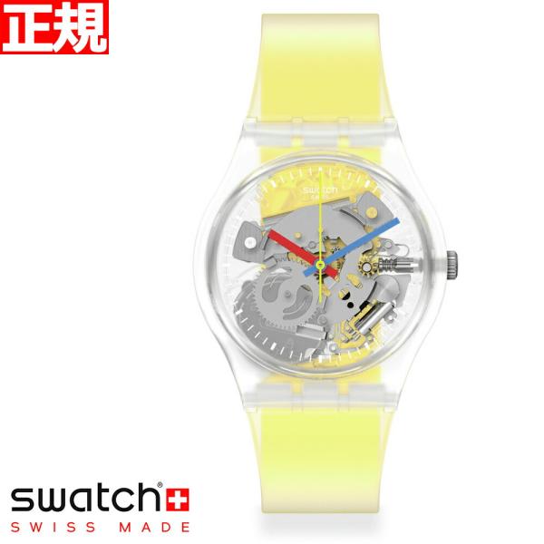 swatch スウォッチ 腕時計 メンズ レディース ジェント クリアリーイエローストライプト GE...