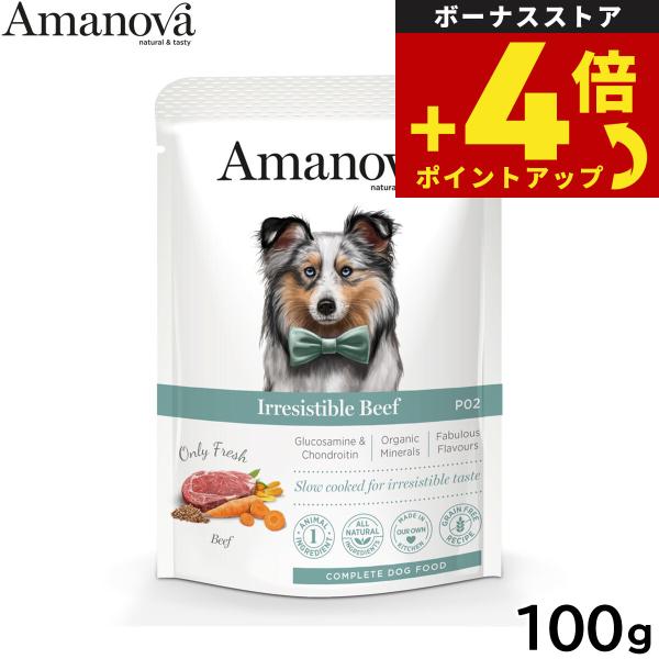 アマノバ Amanova ドッグフード パウチ アダルト イレジスタブル ビーフ ウェットフード 成...