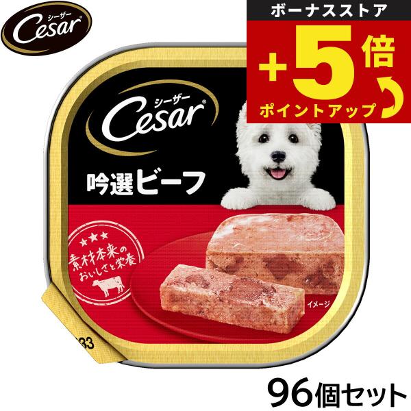 倍々+5倍！最大ポイント26倍！本日限定！シーザー ドッグフード トレイ 成犬用 吟選ビーフ 100...