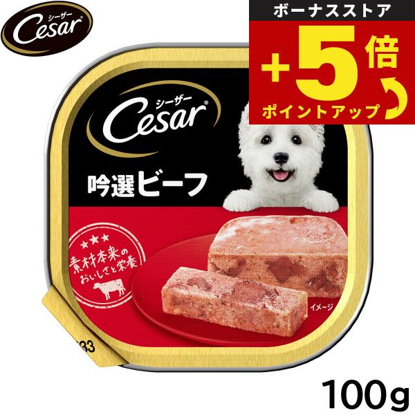 倍々+5倍！最大ポイント26倍！本日限定！シーザー ドッグフード トレイ 成犬用 吟選ビーフ 100...