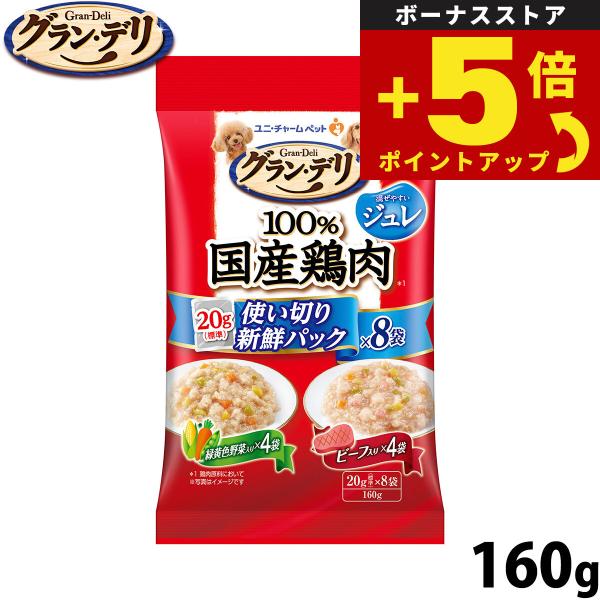 倍々+5倍！最大ポイント26倍！本日限定！グラン・デリ ドッグフード 100%国産鶏肉パウチ 使い切...