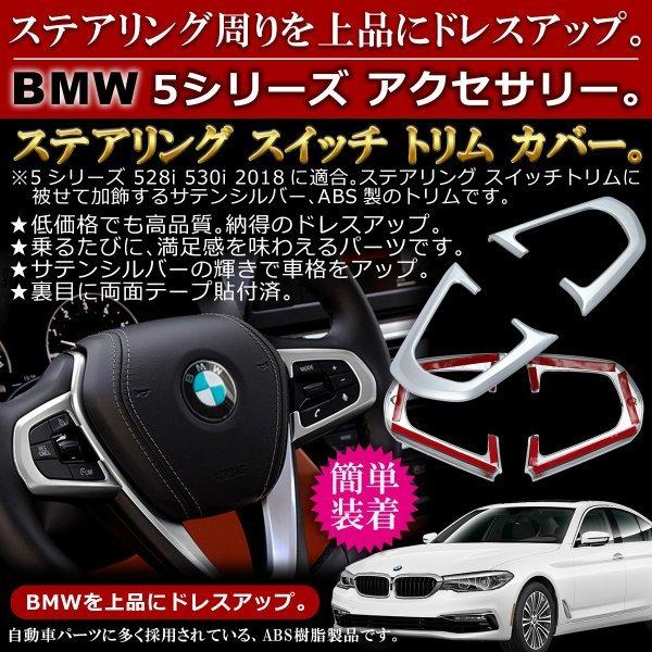 BMW 5シリーズ ステアリング スイッチ トリム カバー Negesu(ネグエス)