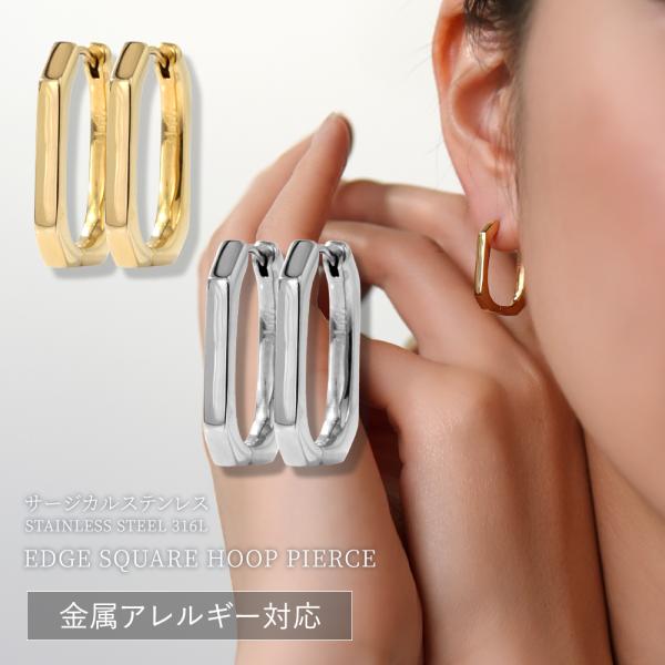 ピアス 金属アレルギー対応 セカンドピアス 誕生日 プレゼント ステンレス316L フープ 中折れ ...