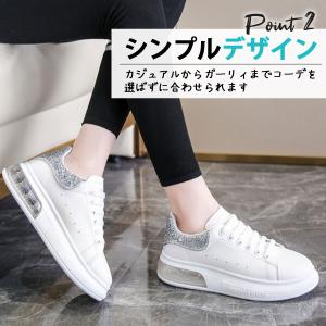 厚底 スニーカー レディース 韓国 白 黒 ロ...の詳細画像3
