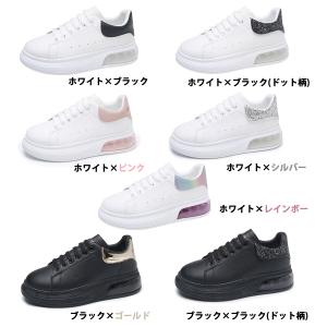 厚底 スニーカー レディース 韓国 白 黒 ロ...の詳細画像5