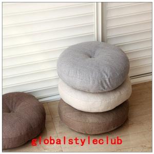 フロアクッション洗える座布団クッションラウンドクッション綿麻大きいインテリアターコイズ円形クッション蒲団丸型クッション畳座布団和室リネン