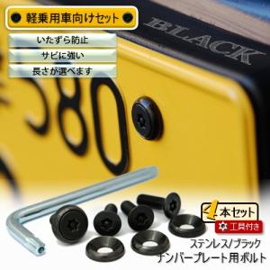 ナンバープレート用ボルト ピン・トルクスサラ ステンレス(ブラック) 4本 ＋ 工具付セット