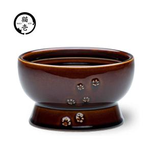 猫壱（necoichi） 美濃焼 脚付 ウォーター ボウル ブラック 猫用品