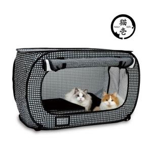 猫壱 ポータブル ケージ 黒 猫用品 ゲージ 折り畳み