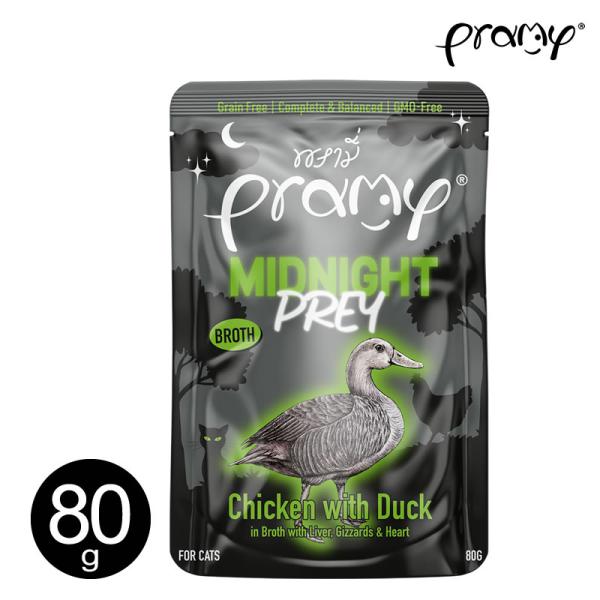 pramy プラミー ミッドナイト チキンダック ブイヨン仕立て 80g 猫用 パウチ 総合栄養食