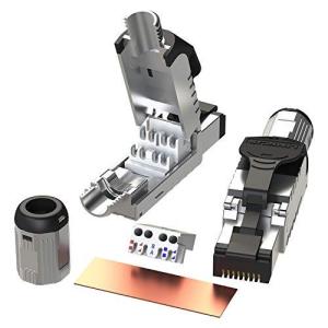 2 個入り - Cat6A RJ45 10G シールド ダイカスト メタルフィールド ターミネーション プラグ   HDBaseT Easy ジャ